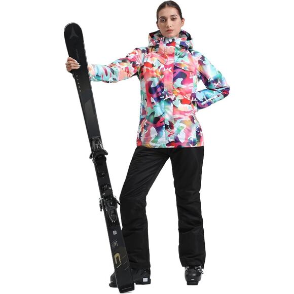 GSOU SNOW Jackets & Blazers - New Gsou 2 Piece Snowsuit Women's Size XS Colorful Camouflage Black Waterproof
